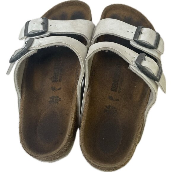 Birkenstock Arizona White Leather Slides Sandals Youth Big Girl’s Sz 34EU/3M US - Picture 5 of 7
